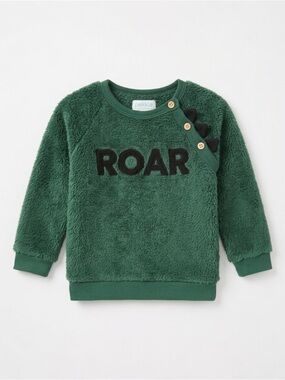 Pekkle Toddler Boys Roar Dinosaur Fleece Pullover Sweater 3D Spikes Green 24 Mos
